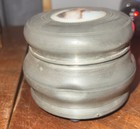1900   s Small Metal Round Vanity Powder Puff Music Trinket Box Victorian  Look