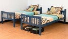Blue Finish Wooden Twin Over Twin Bunk Beds Kids Convertible Bedroom Furniture
