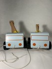 Ikea 1999 Wooden Pull Toy Tow Trucks With Magnetic Pulls Vintage Set Of 2