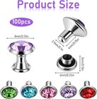 100 Pcs Mixed Colors Rhinestone Rivets  8mm Cz Crystal Rivets Double Cap Rivet