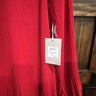 Chelsea 28 Dress Women Xl Red High Neck Long Sleeve Accordion Pleat