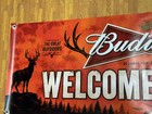 Budweiser Welcome Hunters Banner 60x20 Hunting Decor Sign  Deer Camp Beer Banner