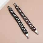 Men s Genuine Leather Cuff Bracelet Braided Chain Magnetic Clasp Wristband Gift