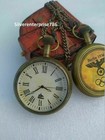 Vintage Brass Pocket Watch Antique Style Marine Watch With Leather Box Gift
