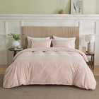  French Linen Duvet Cover Set 2pcs With Hidden Zipper Closure Twin Pale Pink