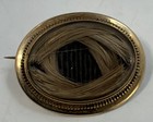 Victorian Mourning Pin Basketweave   Swirl Hair Jewelry Beveled Glass Gold Fill
