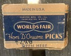 Vintage Forster Worlds Fair Toothpicks  Hors D oeuvre Picks Original Box