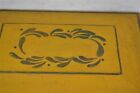 Antique Sewing Box Paint Decorated Yellow red 11x8x3 5 Victorian 19th Original 