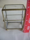 Vtg Brass And Glass Minaiture Curio Display Shelf 4 1 2  X 3 1 4  On Ball Feet