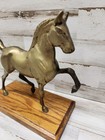 Vintage Antique Bronze Horse Sculpture Mounted On Wood Collectible