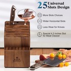 Enoking 25 Slots Knife Block Universal Large Knife Holder Storage Acacia Wood