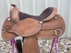 Adult Roughout Leather Western Horse Training Saddle 15 16 17 Inch Free Shipping