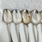 Vtg Antique 1800s Rogers Bros  6 Fiddleback Tipped Silver Plate Serving Spoons