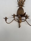 Vintage Gold Gilt Pineapple 4 Candle Italian  Style Metal Wall Sconce H21xw21   