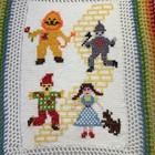 Wizard Of Oz Crochet Rainbow Border Handmade Baby Blanket 36  X 28  Vtg