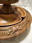 Vintage 2 Tier Hand Carved Monkey Pod Lazy Susan Read