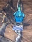 Vintage Miniature Chinese Qing Dynasty Turquoise Blue Heron Crane 2 5 Inches