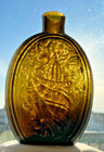 Antique Flask Cornucopia   Urn Giii-7 - Golden Amber - Open Pontil - 1 2 Pint