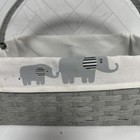 Elephant Print Mom Child Gray White Woven Basket Handle Storage Organize Nursery