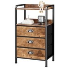 Night Stand Bedside Table Bedroom Nightstand With Open 3 Drawers Rustic Brown