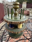 Antique Adirondack Folk Art Wood Bark Multi Tier Sewing Thread Holder Aug 3  04 