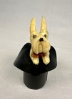 Vintage White Scotty Dog In Top Hat Celluloid Miniature Japan