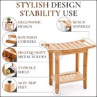 Bamboo Shower Bench With Storage Shelf  Shower Stool For Inside Shower  Water   