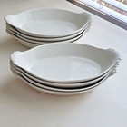 Set Of 8 Vintage Pillivuyt France White Au Gratin Dishes Scalloped 10  X 5 75   