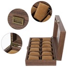 12 Slots Watch Box Wooden Watch Case Glass Lid Jewelry Organizer Display Case