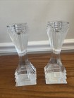 Pair Of Mikasa Art Deco Lead Crystal Candle Holders   city Lights czech Republic