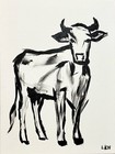 Laeknapes Abstract Art 12x16 Canvas Expressionist Home Decor Monochromatic Cow