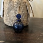French Antique Dans La Nuit Lalique Cobalt Blue Glass Perfume Bottle Small Round
