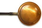 Antique Copper Bed Warmer     Hammered Lid  Wood Handle  Brass Fitting