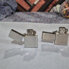 Zippo Lot Of 2 Brushed Chrome Flip-top Cigarette Lighters Metal