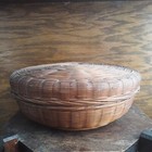 Antique Vintage Sewing Basket Red Paint Nice Condition 9  Wide 3 5  Tall