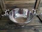 Vintage Silver Plate Elk  Deer  Stag W antler Handles Bowl 12    Holiday Bowl Xmas