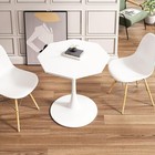 Modern Octagonal Coffee Table With Marble Print Top Metal Base Accent Table