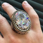 Men Silver Ice Out Large Moissanite Gemstone Mens Ring