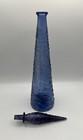 Italian Empoli Periwinkle Glass Waves Genie Bottle Decanter W Purple Stopper 22   