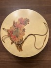 Vintage 1940s Yellow Wicker Floral Sewing Box Basket W  Spools   Notions     Retro