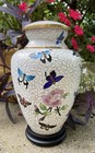 New  Butterfly   Rose Adult Human Ashes Cloisonn   Cremation Urn Vase - 11   