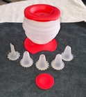 Tupperware Red Squeeze-it Cake Frosting Icing Piping Ball Set Complete - 5 Tips