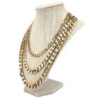 14k Italian Flat Cuban Link Chain Necklace 7mm 10mm 12mm Gold Plated