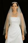 2t Ivory Bridal Fingertip Length Scalloped Beaded Edge Wedding Veil