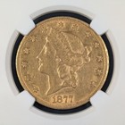 1877 Cc  20 Liberty Head Gold Double Eagle Ngc Au 50