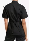 Women s 3-pocket Short Sleeve With Knotted Buttons Chef Coat Black Size Medium