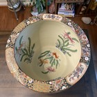 Vintage Large Porcelain Asian Fish Bowl Planter Pot Vase Koi -peacocks