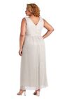 Plus Size Sleeveless Crinkle Rhinestone Waist Gown- Evening Gown