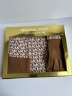 Michael Kors Mk Logo 3 Piece Hat Scarf   Glove Boxed Set Camel Tan One Size Nwt
