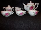 Vintage Japan Porcelain Child s Doll Toy Tea Set Teapot Sugar Creamer   3 Cups